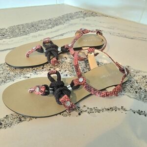 Calvin Klein Women's Coral and Brown Sandals